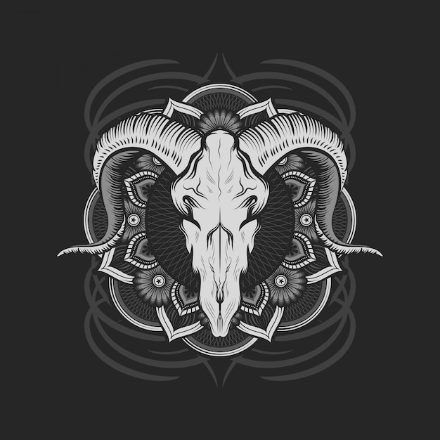 Download Goat skull with mandala | Premium Vector
