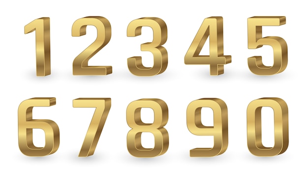 Download Gold 3d numbers Vector | Premium Download