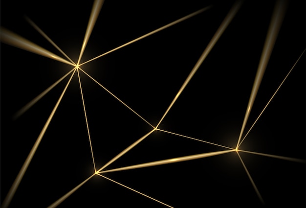金と黒の背景 高級感のある幾何学的なライン 金色のグリッド 無料のベクター