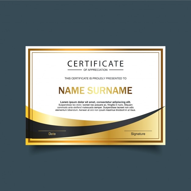Gold And White Certificate Of Appreciation Template Vector Free Download