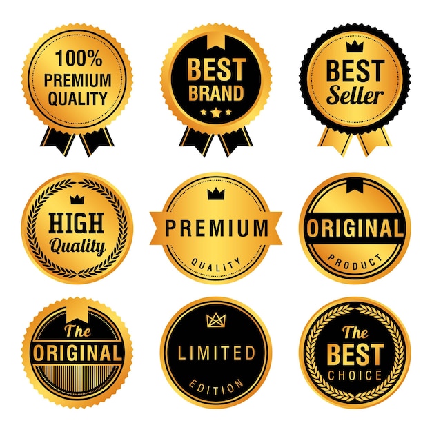 Premium Vector | Gold Badges Set