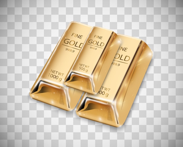 Premium Vector | Gold bar isolated on transparent background.