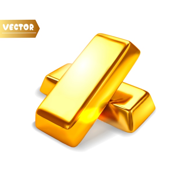 Gold bars isolated | Premium Vector