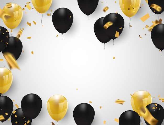 Gold and black balloons Vector | Premium Download