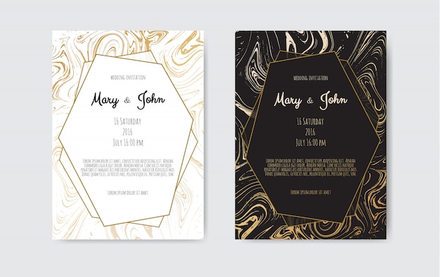 Premium Vector | Gold, black, white marble template card