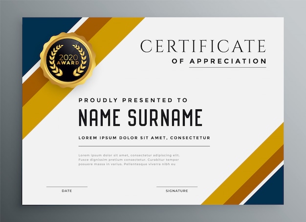 Free Vector Gold And Blue Multipurpose Certificate Design Template
