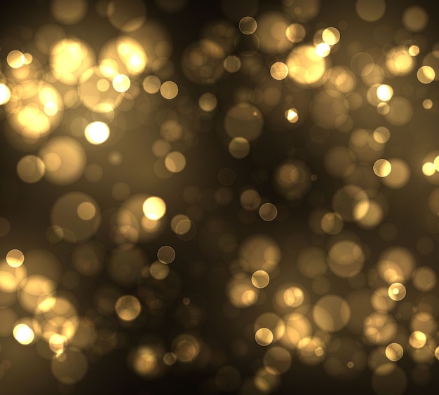 Gold bokeh blurred light on black background. golden lights and new ...