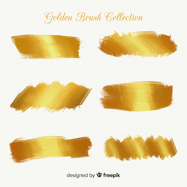 Gold brush stroke collection | Free Vector