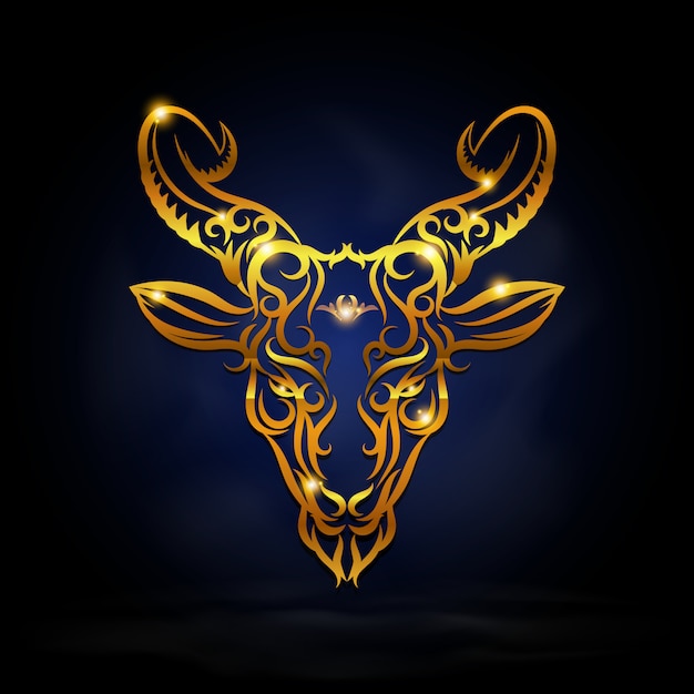 Premium Vector | Gold capricorn symbol