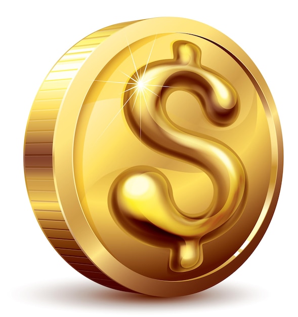 Premium Vector | Gold coin with dollar sign