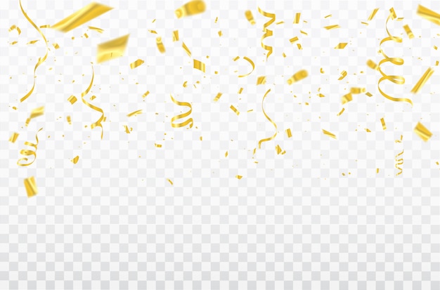 金の紙吹雪お祝いカーニバルリボン プレミアムベクター