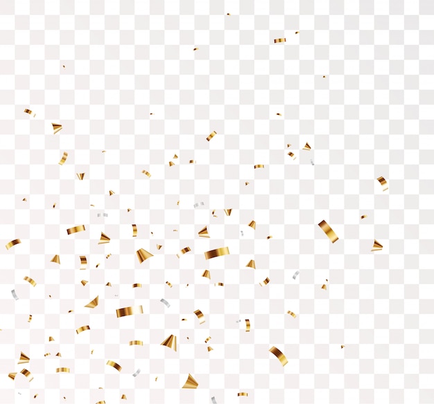 Premium Vector Gold Confetti And Ribbon Banner Isolated On Transparent Background