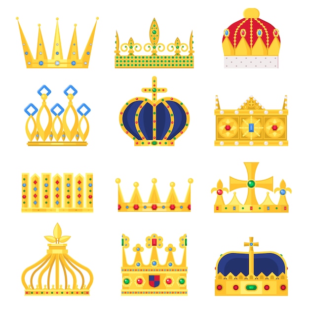 Download Gold crown of the king set Vector | Premium Download