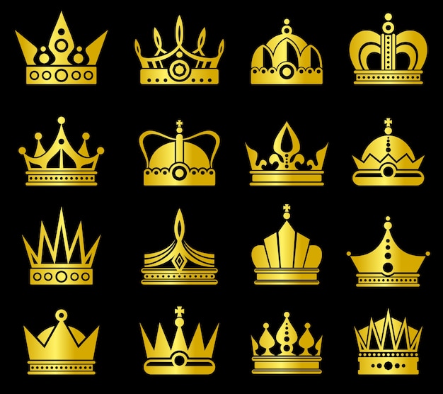 Premium Vector | Gold crowns vector set