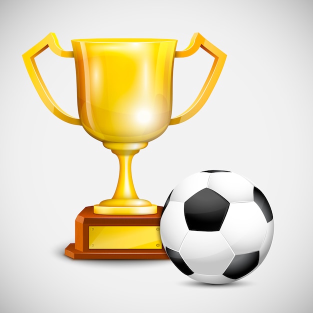 Premium Vector | Gold cup with soccer ball.