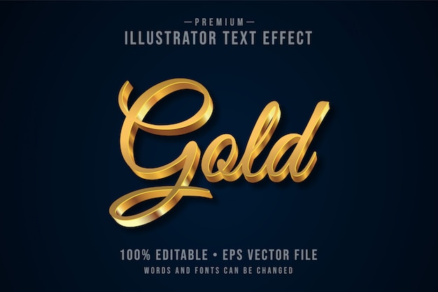 Premium Vector Gold Editable 3d Text Effect Or Graphic Style With Metallic Gradient