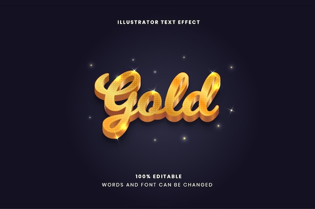 Gold editable text effect | Premium Vector