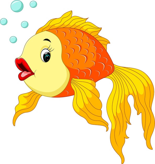 Download Gold fish with bubbles | Premium Vector