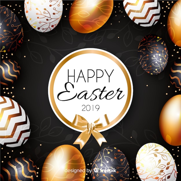 Free Vector | Gold happy easter day background