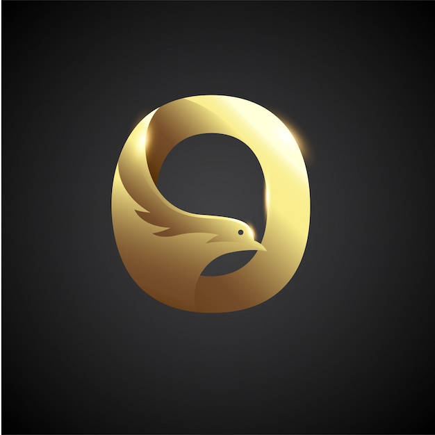 Gold letter o with dove logo concept. creative and elegant ...