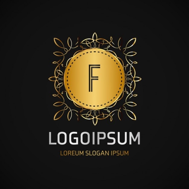 Gold logo with a frame  Vector | Free Download