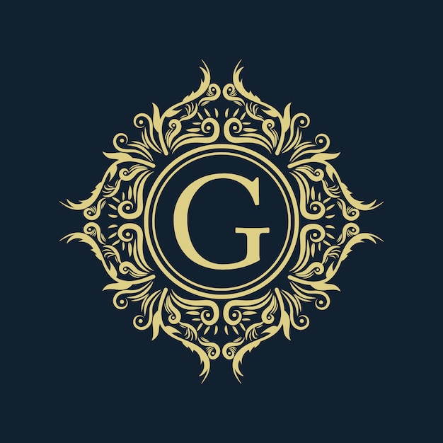 Download Gold luxury vintage monogram floral decorative logo with ...