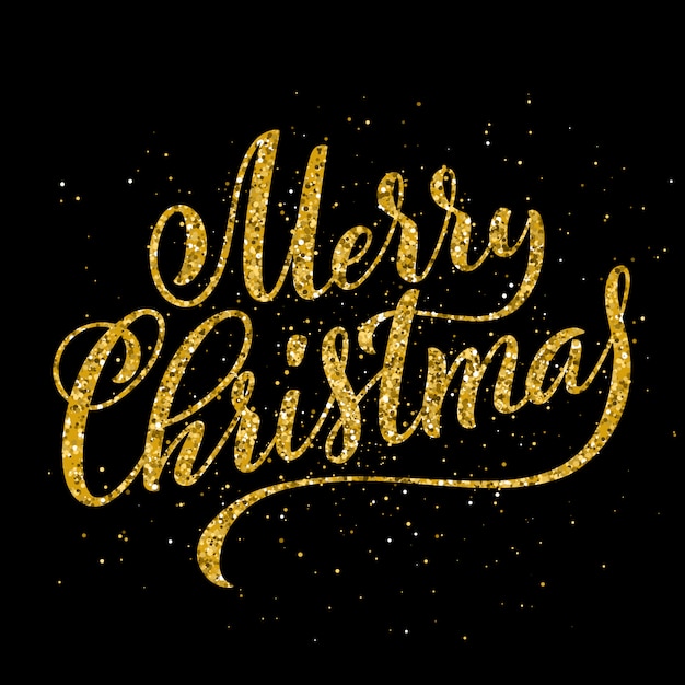 Premium Vector | Gold merry christmas party handwritten lettering ...