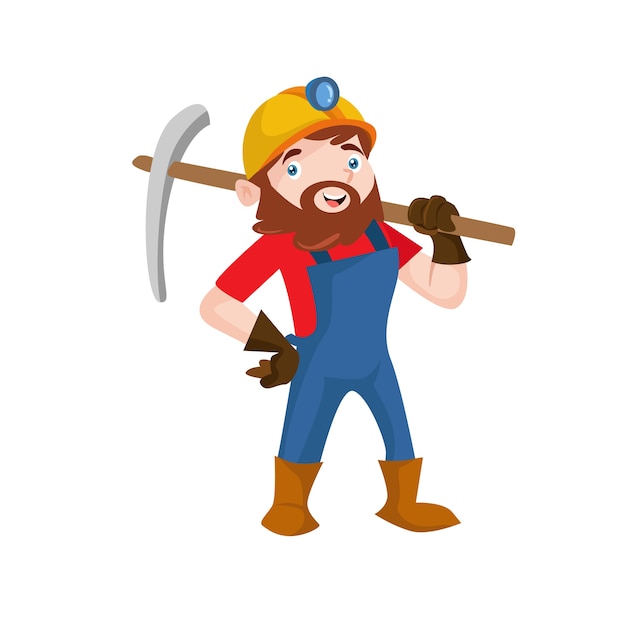 Premium Vector | Gold miner worker mining construction people illustration