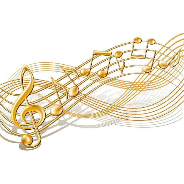 Premium Vector | Gold musical notes staff background on white. vector ...