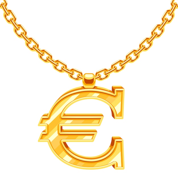 ユーロ記号イラストの金のネックレスチェーン 金融値 欧州通貨 プレミアムベクター