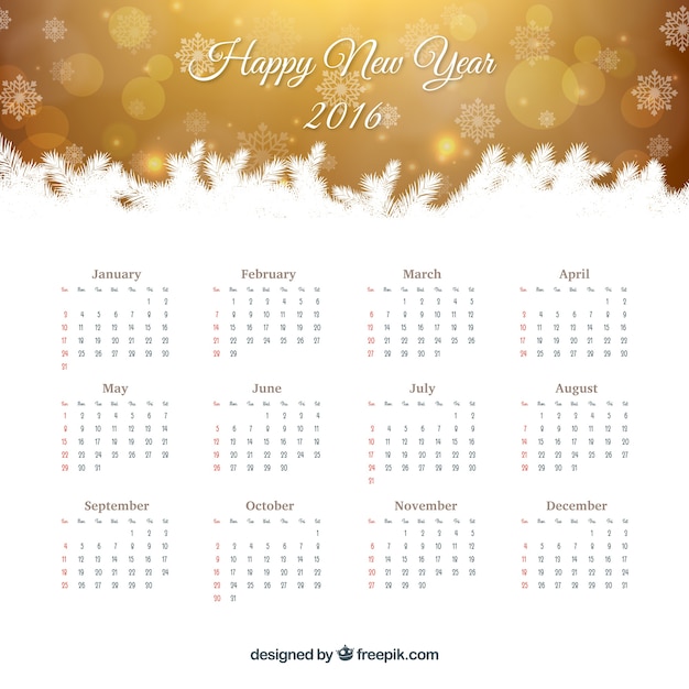 Free Vector Gold new year calendar