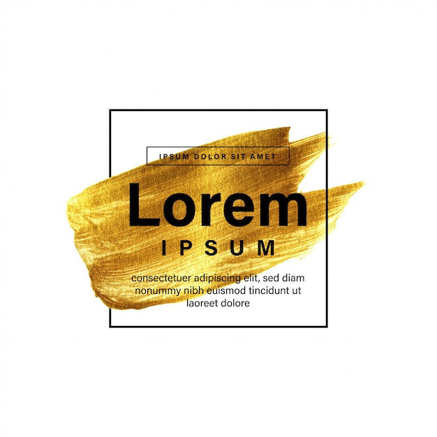 Gold paint brush background with border frame and text Premium Vector