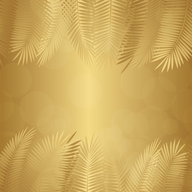 Gold Palm Leaf Background Premium Vector