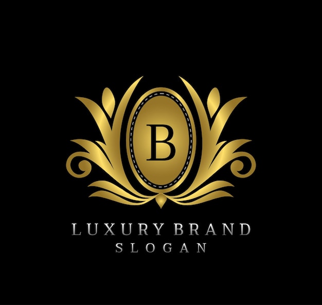 Premium Vector | Gold royal boutique emblem letter b logo design