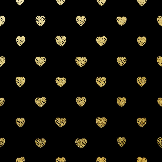 Premium Vector | Gold seamless hearts on black.