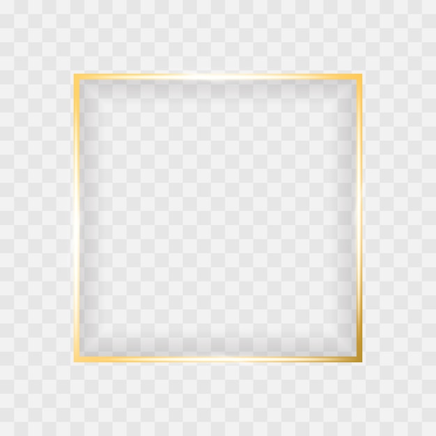 Premium Vector | Gold shiny glowing square frame