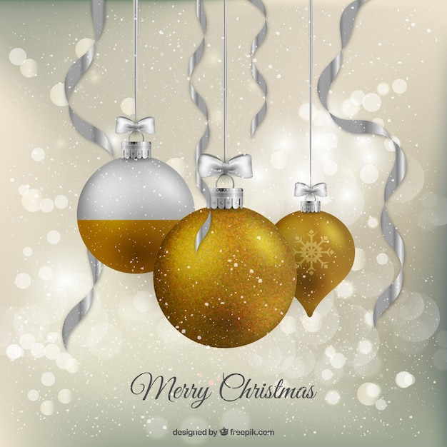 Free Vector | Gold and silver baubles background