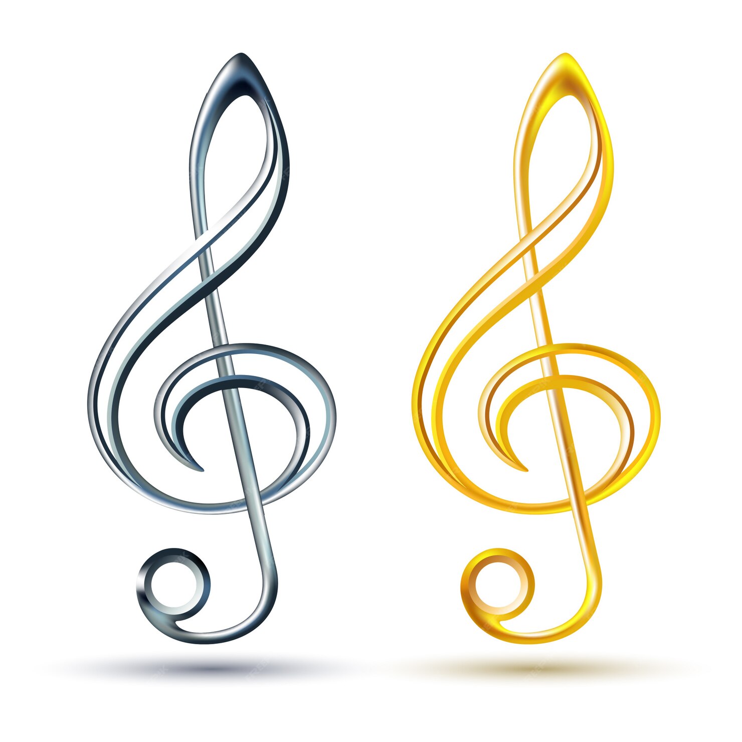 Premium Vector | Gold and silver treble clef on white background,