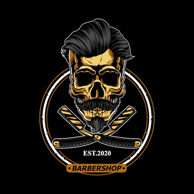 Download Free Gold Skull For Barbershop Logo Premium Vector Use our free logo maker to create a logo and build your brand. Put your logo on business cards, promotional products, or your website for brand visibility.