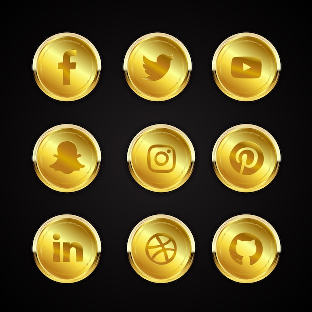 Premium Vector Gold Social Media Icons Collection