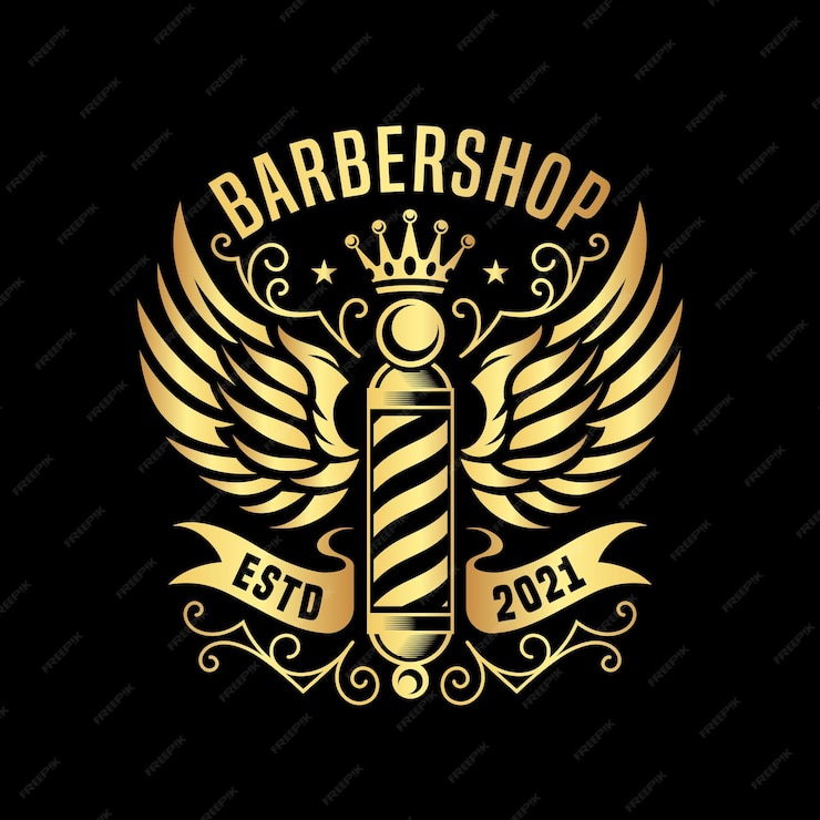  Gold vintage barbershop logo design template Premium Vector