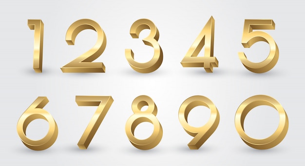 Download Golden 3d numbers set | Premium Vector