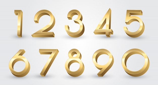 Premium Vector | Golden 3d numbers set