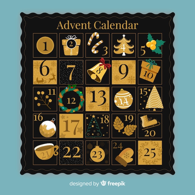 Free Vector Golden advent calendar