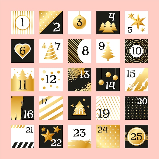 Free Vector Golden advent calendar