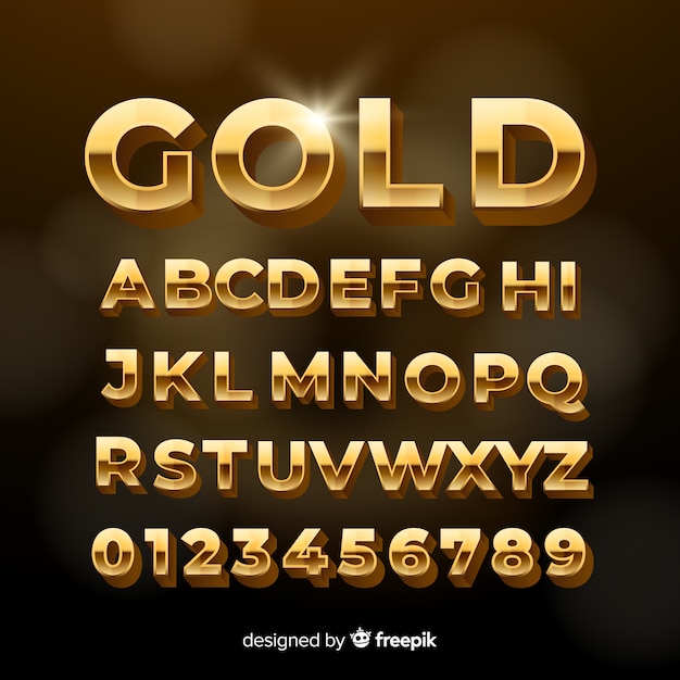 Gold 3D Letter Font