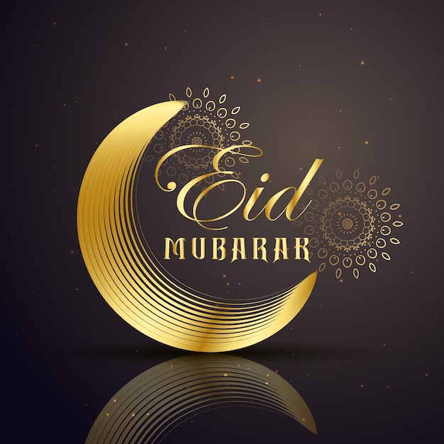 Golden and dark eid mubarak design Vector | Free Download