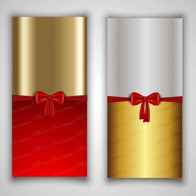 Golden and silver with a red bow banners