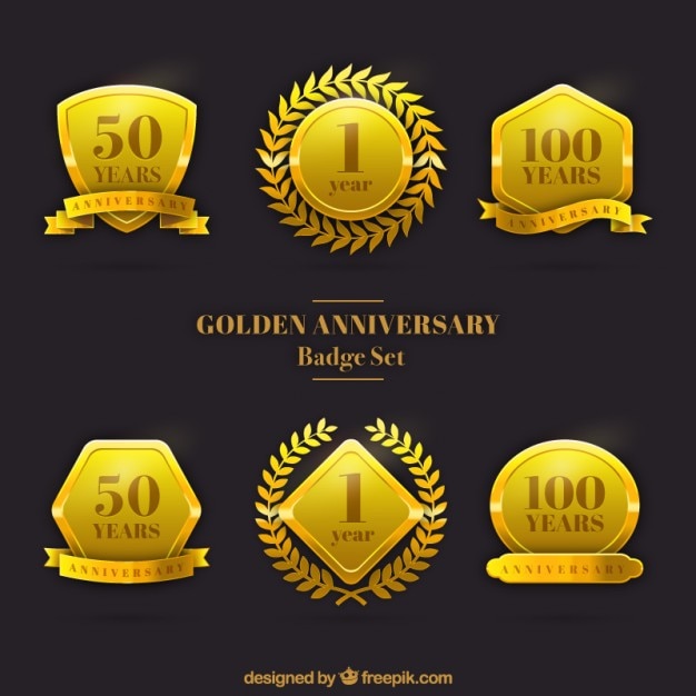 Golden Anniversary Badge Set Vector Free Download