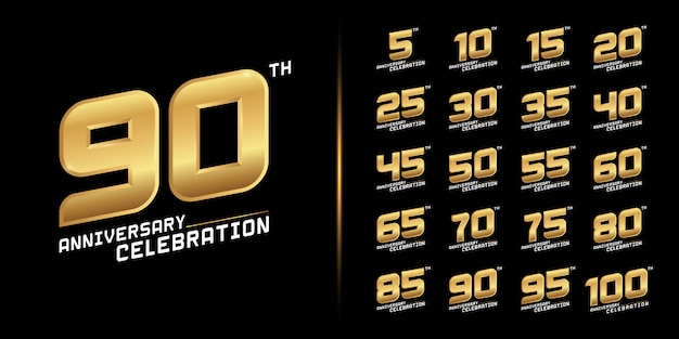Golden anniversary celebration design set. Premium Vector